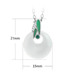 Buddha Gift Natural Chalcedony Bamboo Leaf Peace Buckle Wealth Necklace Pendant