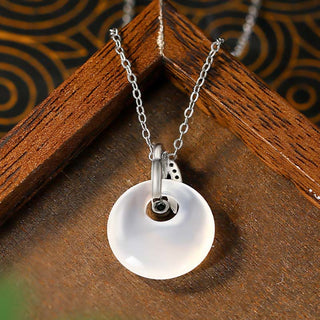 Buddha Gift Natural Chalcedony Bamboo Leaf Peace Buckle Wealth Necklace Pendant