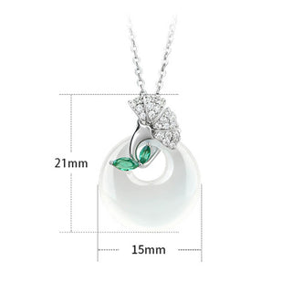 Buddha Gift Natural Chalcedony Ginkgo Leaf Peace Buckle Harmony Necklace Pendant