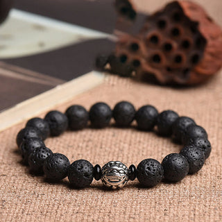 Buddha Gift Lava Rock Beads White Copper PiXiu Wealth Bracelet