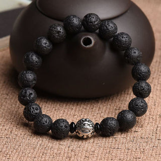Buddha Gift Lava Rock Beads White Copper PiXiu Wealth Bracelet
