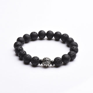 Buddha Gift Lava Rock Beads White Copper PiXiu Wealth Bracelet