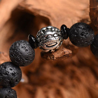 Buddha Gift Lava Rock Beads White Copper PiXiu Wealth Bracelet