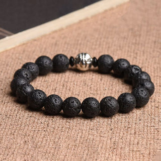 Buddha Gift Lava Rock Beads White Copper PiXiu Wealth Bracelet