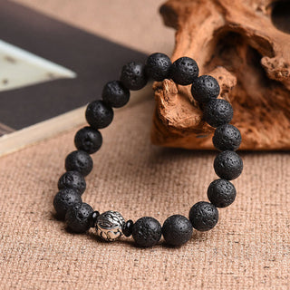 Buddha Gift Lava Rock Beads White Copper PiXiu Wealth Bracelet
