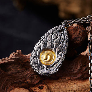 Buddha Gift 999 Sterling Silver 999 Gold Tai Chi Yin Yang Necklace Pendant