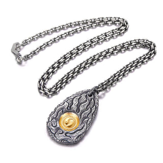 Buddha Gift 999 Sterling Silver 999 Gold Tai Chi Yin Yang Necklace Pendant