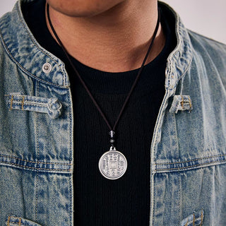 Buddha Gift 999 Sterling Silver Tai Chi Yin Yang Bagua Design Mountain Ghosts Spend Money Necklace Pendant