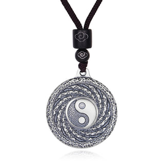 Buddha Gift 999 Sterling Silver Tai Chi Yin Yang Bagua Design Mountain Ghosts Spend Money Necklace Pendant