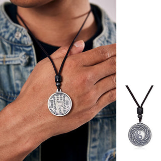 Buddha Gift 999 Sterling Silver Tai Chi Yin Yang Bagua Design Mountain Ghosts Spend Money Necklace Pendant