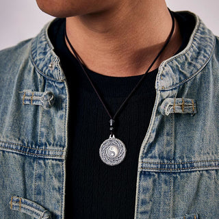 Buddha Gift 999 Sterling Silver Tai Chi Yin Yang Bagua Design Mountain Ghosts Spend Money Necklace Pendant