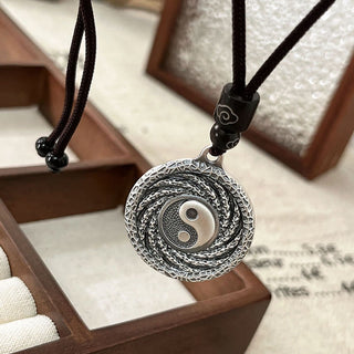 Buddha Gift 999 Sterling Silver Tai Chi Yin Yang Bagua Design Mountain Ghosts Spend Money Necklace Pendant