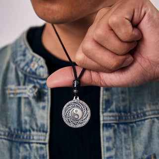 Buddha Gift 999 Sterling Silver Tai Chi Yin Yang Bagua Design Mountain Ghosts Spend Money Necklace Pendant