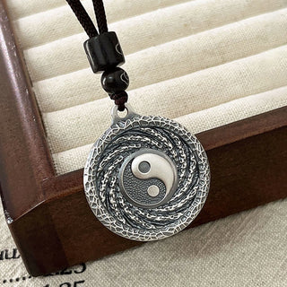 Buddha Gift 999 Sterling Silver Tai Chi Yin Yang Bagua Design Mountain Ghosts Spend Money Necklace Pendant
