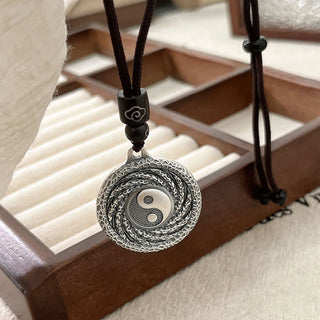 Buddha Gift 999 Sterling Silver Tai Chi Yin Yang Bagua Design Mountain Ghosts Spend Money Necklace Pendant