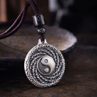 Buddha Gift 999 Sterling Silver Tai Chi Yin Yang Bagua Design Mountain Ghosts Spend Money Necklace Pendant