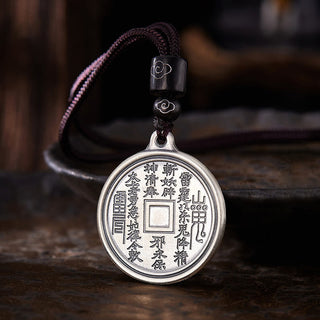 Buddha Gift 999 Sterling Silver Tai Chi Yin Yang Bagua Design Mountain Ghosts Spend Money Necklace Pendant