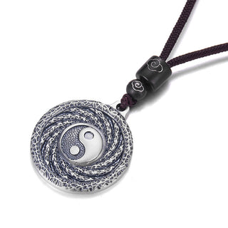 Buddha Gift 999 Sterling Silver Tai Chi Yin Yang Bagua Design Mountain Ghosts Spend Money Necklace Pendant