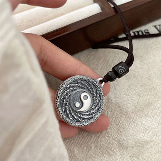 Buddha Gift 999 Sterling Silver Tai Chi Yin Yang Bagua Design Mountain Ghosts Spend Money Necklace Pendant