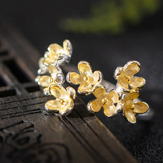 Buddha Gift 925 Sterling Silver Osmanthus Fragrans Ring