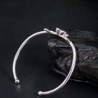 Buddha Gift 925 Sterling Silver Cherry Blossom Luck Bracelet Bangle