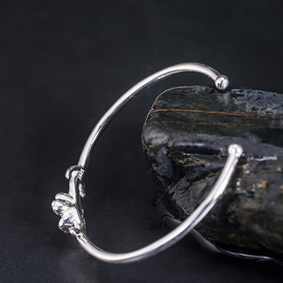 Buddha Gift 925 Sterling Silver Cherry Blossom Luck Bracelet Bangle