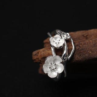 Buddha Gift 925 Sterling Silver Plum Bossom Balance Ring