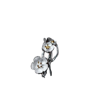 Buddha Gift 925 Sterling Silver Plum Bossom Balance Ring