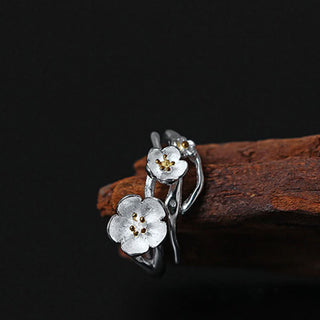 Buddha Gift 925 Sterling Silver Plum Bossom Balance Ring