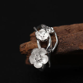 Buddha Gift 925 Sterling Silver Plum Bossom Balance Ring