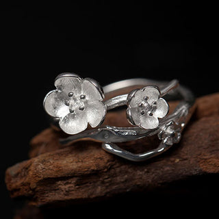 Buddha Gift 925 Sterling Silver Plum Bossom Balance Ring