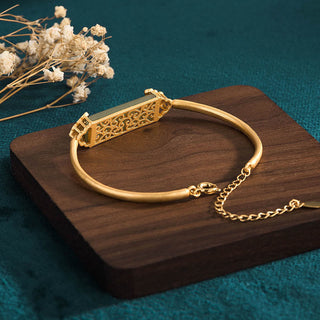 Buddha Gift Hetian Jade 24K Gold Plated Luck Bracelet Bangle