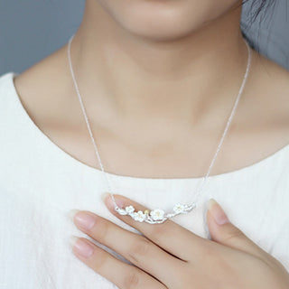 Buddha Gift 925 Sterling Silver Plum Bossom Protection Necklace Pendant