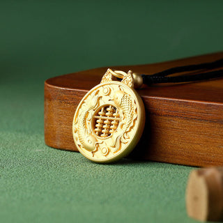 Buddha Gift Gold Plated Copper Koi Fish Strength Necklace Pendant