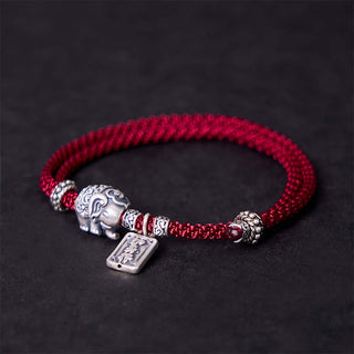 Buddha Gift 925 Sterling Silver Elephant Safe And Well Amulet Charm Strength Bracelet