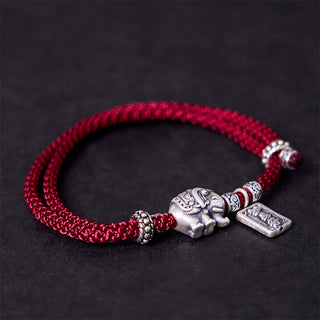 Buddha Gift 925 Sterling Silver Elephant Safe And Well Amulet Charm Strength Bracelet