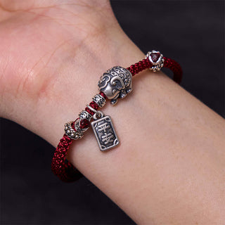 Buddha Gift 925 Sterling Silver Elephant Safe And Well Amulet Charm Strength Bracelet