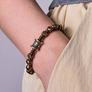 Buddha Gift Tibetan Om Mani Padme Hum Carved Copper Brass Amulet Focus Bracelet