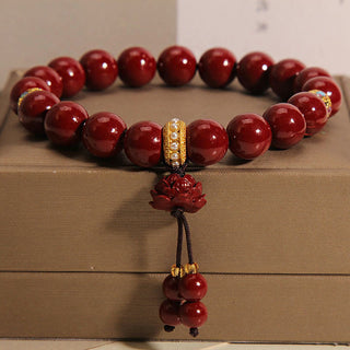 Buddha Gift Cinnabar Lotus Blessing Charm Bracelet
