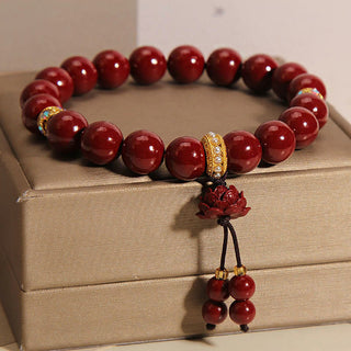 Buddha Gift Cinnabar Lotus Blessing Charm Bracelet
