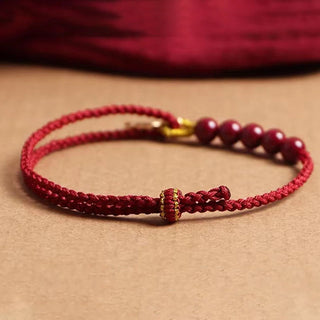 Buddha Gift Cinnabar Fu Character Beads Blessing Red String Handmade Braided Bracelet