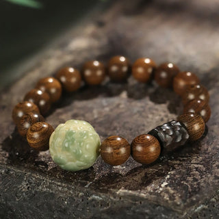 Buddha Gift Sandalwood Bodhi Seed PiXiu Ebony Wood Bead Healing Bracelet