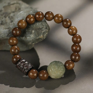Buddha Gift Sandalwood Bodhi Seed PiXiu Ebony Wood Bead Healing Bracelet