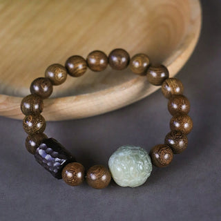 Buddha Gift Sandalwood Bodhi Seed PiXiu Ebony Wood Bead Healing Bracelet