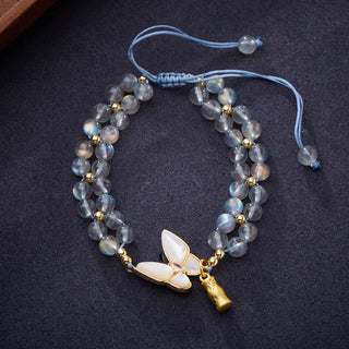 Buddha Gift Natural Moonstone Butterfly Bamboo Healing String Bracelet