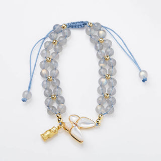 Buddha Gift Natural Moonstone Butterfly Bamboo Healing String Bracelet