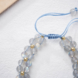 Buddha Gift Natural Moonstone Butterfly Bamboo Healing String Bracelet