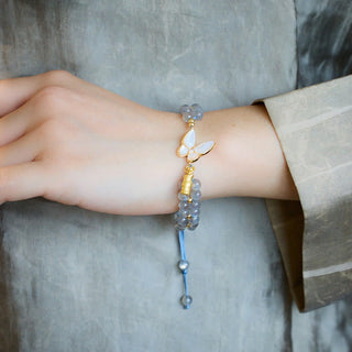 Buddha Gift Natural Moonstone Butterfly Bamboo Healing String Bracelet