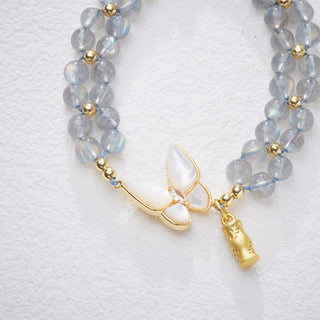 Buddha Gift Natural Moonstone Butterfly Bamboo Healing String Bracelet