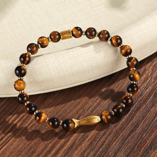 Buddha Gift Tiger Eye Koi Fish Courage Bracelet